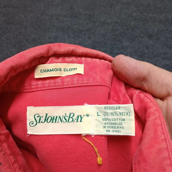 Vintage St Johns Bay Flannel Chamois Cloth‎ Shirt Adult Large Red Button Up - Picture 7 of 8